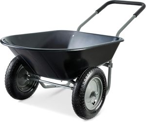 <span class=keywords><strong>Brouette</strong></span> à deux roues, chariot de jardin à double roue pour seniors, chariot de jardin pour terrasse, extérieur, déplacement de terre, bois, gravier - Product Image 2