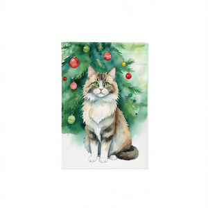 Drapeau de Noël en tissu pour arbre de Noël, motif chat Ragamuffin, décoration rectangulaire pour jardin, patio, extérieur, petite taille - Product Image 1