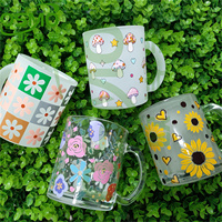 Autocollants UV DTF OSMO tendance motif Hibou Floral pour tasses de 11 oz, prêts à être expédiés, autocollant de transfert UV pour verre