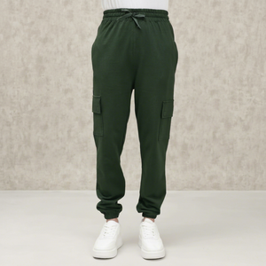 Pantalones Deportivos Cargo Verde Oscuro para Hombre, Cintura Elástica, Bolsillos Laterales, Transpirables, para Otoño - Product Image 1