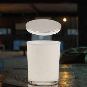 Bocaux à bougies cylindriques en verre blanc brillant et noir mat, avec couvercles en liège de bambou doré/argenté, transfert thermique de haute qualité - Product Image 3