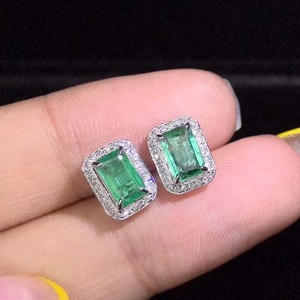 SGARIT Luxurious Party Women Jewelry Green Gemstone <strong>Earring</strong> 18k <strong>Gold</strong> 1.05ct Natural <strong>Emerald</strong> Stud <strong>Earring</strong> - Product Image 6