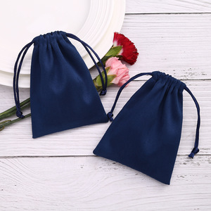 Sac à bijoux en velours avec cordon de serrage, bleu royal, 8x10cm, rangement rectangulaire pour bagues, emballage d'accessoires pour rouge à lèvres - Product Image 2