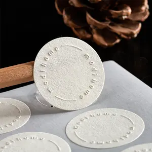 Customized Logo White Embossed Stickers Round Waterproof Self-adhesive Stickers Scented Candle Label