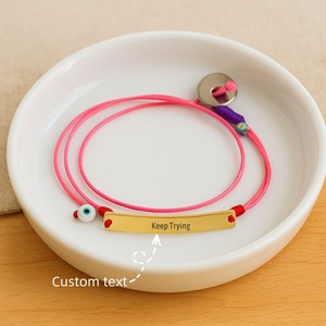 Custom personal Move Forward <b>Wrap</b> Bracelet <b>Pink</b> Hemp Rope With Bead And Heart Charm Unisex Fashion Jewelry Gift - Product Image 3
