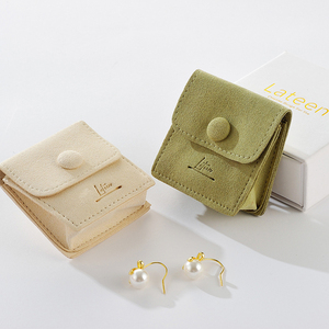 0.8mm <b>Thickness</b> Take off the Hat logo Button Envelope Jewelry Display Box Microfiber Custom Suede Earrings <b>Ring</b> Jewelry Bag - Product Image 5