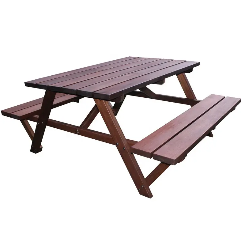 Wood oil brushed outdoor Jatoba wooden picnic table and benches set