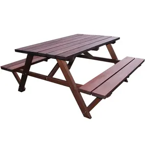 Wood oil brushed outdoor Jatoba wooden picnic table and benches set