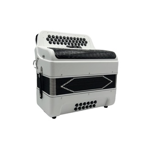 Acordeón Profesional JB3412C con 34 Botones, 12 Bajos y 3 Registros, Cuerpo Blanco Mate, Rejilla Negra, Botones Negros, Acordeón Diatónico - Product Image 3
