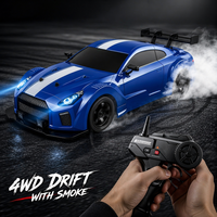 Voiture RC 4x4 de drift 1/16 avec effet de fumée, 18 km/h, 2,4 GHz, éclairage LED, pneus interchangeables, jouet télécommandé pour enfants et adultes, cadeau