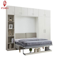 Lit pliant vertical escamotable Lit mural avec canapé Meuble peu encombrant Lit pliant mural en bois Ensemble de meubles chambre à coucher