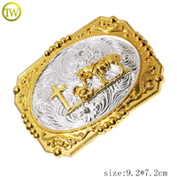 Boucle de ceinture de cowboy de haute qualité, personnalisée, en métal doré, style western, accessoire de ceinture en cuir, boucle à clip en métal, vente en gros