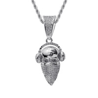 Kalung Liontin Headphone Berlapis CZ Gaya Hip Hop