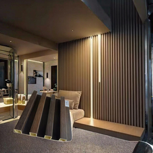 Revestimiento de Pared WPC de Fulin Hotel, Plástico Ecológico, Resistente a <span class=keywords><strong>la</strong></span> Humedad, Ignífugo, Impermeable, Diseño Moderno, Interior y Exterior, Acanalado, Gran Formato - Product Image 5