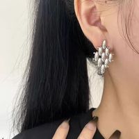 Boucles d'oreilles rétro en forme de diamant motif épi de blé, Nouvelle collection 2026