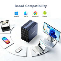 Boîtier externe en aluminium pour disques durs SATA RAID 3,5 pouces à 5 baies, USB 3.2 Gen2 20 Gbps, compatible EC5Pro, 5x30 To