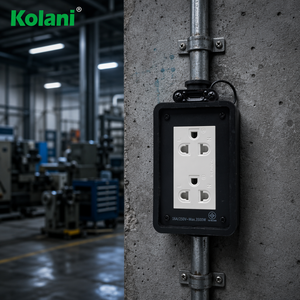 Caja <span class=keywords><strong>de</strong></span> Conexión Industrial Kolani IP44 Impermeable para Montaje en Superficie, 16A 250V 3500W, Tomacorriente Universal Doble <span class=keywords><strong>de</strong></span> 3 Pines, PVC Ignífugo para Exteriores - Product Image 4