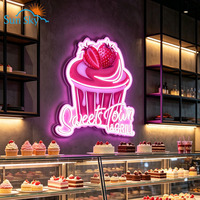 Enseigne lumineuse LED personnalisée, enseigne en acrylique rétroéclairée, signalétique murale, boutique de desserts, boulangerie, pâtisserie, présentoir