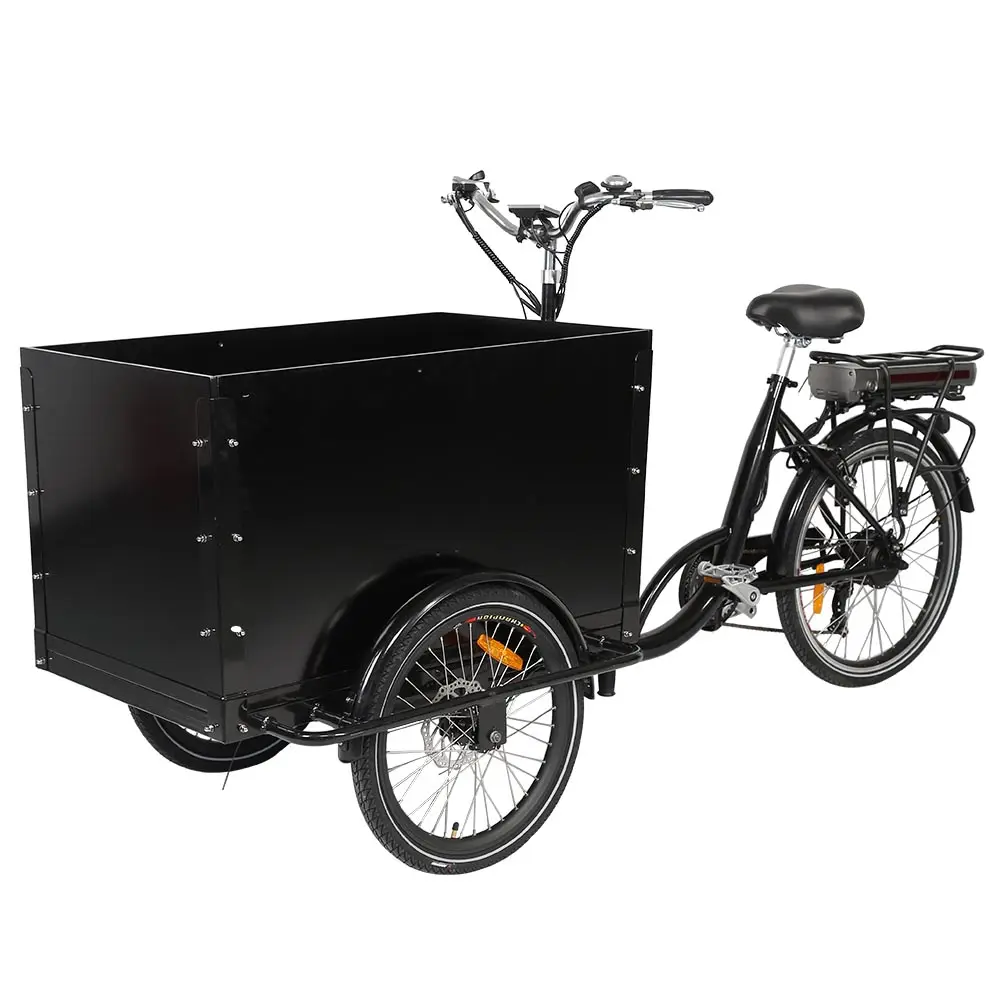 Kuake OEM 48V 350W 500W brown cargo bike Adult Tricycles Three Wheel Electric Tricycles for Adult
