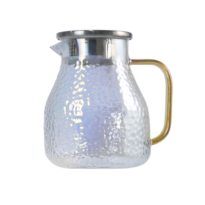 <span class=keywords><strong>Jarra</strong></span> de Vidrio con Textura Martillada en Tres Tonos, con Filtro de Té Desmontable de Acero Inoxidable, Recipiente con Tapa para Bebidas de Frutas de Verano - Product Image 5
