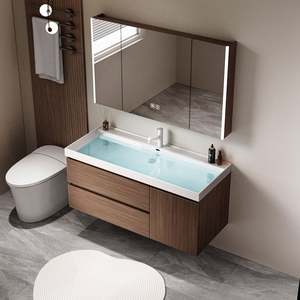 ตู้ห้องน้ำแบบตั้งพื้นพร้อมกระจกแบบโมเดิร์น พร้อมอ่างเซรามิกและอ่างล้างมือ - Product Image 2