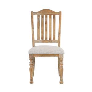 DB Traditional Midcentury Design Side <b>Chair</b> Set 2 Wheat Finish Textured Fabric <b>Upholstered</b> Vertical Slat-Back Farmhouse Style - Product Image 2