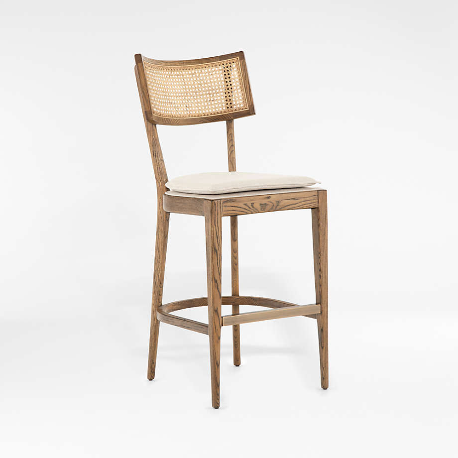 Restaurant dining room chair curved home furniture Cheap Natural Rattan Cane Counter Bar Stools
