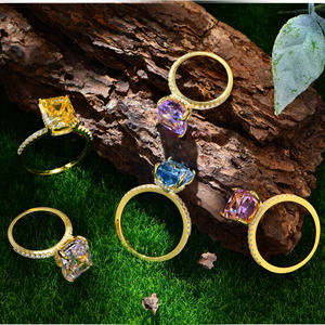 SPJ heißesten 8*10 Ice Out Cut Sweet Candy Farbe 8A Zirkonia Sterling Silber Versprechen Ring Frauen Hochzeit Verlobung Jubiläum - Product Image 5