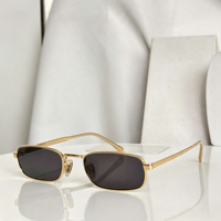 Lunettes de soleil rétro carrées en métal, légères, UV400, verres dégradés dorés, unisexe, style streetwear tendance