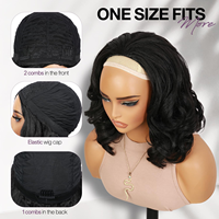 Perruques mi-longues 3-en-1 ondulées de 14 pouces avec texture Yaki épaisse – Vente en gros # Extensions de cheveux sans couture en fibres premium noires naturelles 1B