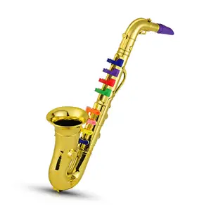 Saxophone Trẻ Em Nhạc Cụ Gió ABS Ánh Kim Vàng Saxophone Với 8 Phím Màu