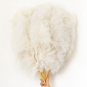 Nhà Máy Giá 13 staves Ưa Thích Burlesque Siêu Lớn Màu Trắng Đà Điểu Lông Nhảy Múa Fan Hâm Mộ - Product Image 2