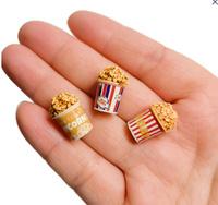 100 Pièces de Figurines Miniatures Mignonnes en Résine 3D Peintes, Modèles Réalistes de Seau de Popcorn, Jouets Alimentaires pour Maison de Poupée, Décoration DIY, Cadeau d'Entreprise