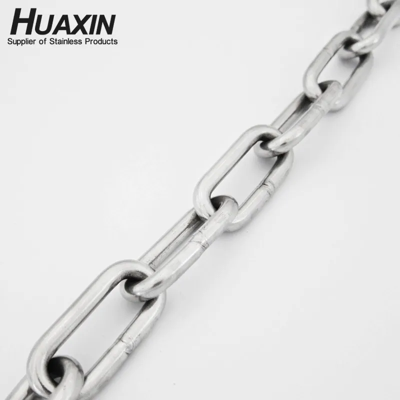 Longue chaîne à maillons ronds, en acier inoxydable poli, 2 pièces, 5mm, DIN763