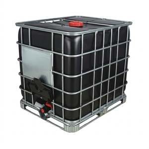 Nouveaux conteneurs IBC en HDPE noir de 1000 litres sur palettes en acier avec finition thermolaquée Garantie de 5 ans En stock - Product Image 1