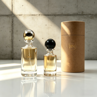 Vente en gros de flacons de parfum en verre cylindriques de luxe HANMING HH-030, 30 ml/50 ml/100 ml, bouchon en plastique sérigraphié givré, fabriqué en Chine