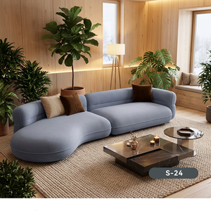 Sofá Chesterfield Moderno en Forma de L de Alta Gama con Patas de Madera, Sofá Cama Tapizado en Tela para Sala de Estar y Oficina - Product Image 1