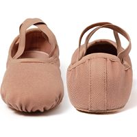 Chaussons de ballet souples Dynadans pour femmes, en toile plate avec doublure en coton, semelle fendue et sangles élastiques, fabriqués aux États-Unis