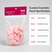 Pochette transparente refermable avec fenêtre de visualisation pour éponges cosmétiques, outils de maquillage et de beauté, présentoir de vente au détail, logo personnalisé