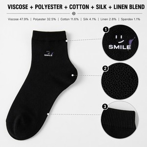 Chaussettes basses pour femmes <span class=keywords><strong>en</strong></span> soie et <span class=keywords><strong>lin</strong></span>, motif sourire <span class=keywords><strong>en</strong></span> maille intégrale, respirantes, légères et confortables, pour usage quotidien et décontracté, personnalisables OEM - Product Image 5