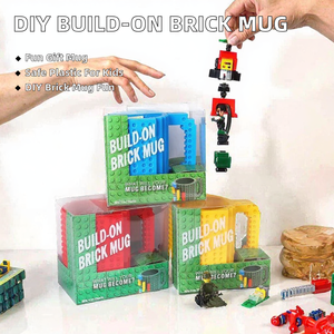 Creative DIY Build-on <strong>Brick</strong> Coffee Mug for Kids-Eco-Friendly American Style PP Plastic Hiking &amp; Back School Building <strong>Blocks</strong> Toy - Product Image 2