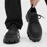 Scarpe Oxford da uomo con plateau spesso, suola robusta, allacciate, stile Derby britannico, alla moda, casual, antiscivolo, eleganti