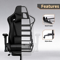 Fauteuil de bureau ergonomique pivotant avec accoudoirs rembourrés, support lombaire à 180 degrés, dossier réglable et fonction de levage pour le gaming