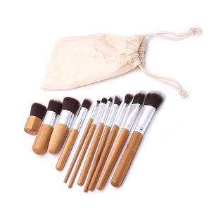 Lot <span class=keywords><strong>de</strong></span> 11 pinceaux <span class=keywords><strong>de</strong></span> maquillage pour fard à paupières bon marché avec manche en bambou et sac - Product Image 2