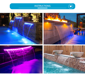 Rideau d'eau rectangulaire télécommandé pour extérieur, <span class=keywords><strong>cascade</strong></span> de piscine avec éclairage LED - Product Image 3