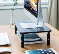 Support d'écran ergonomique réglable en 3 hauteurs, antidérapant, en métal maillé, pour ordinateur de bureau, organisateur pour le bureau