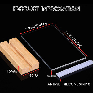 Espositore da Tavolo in Acrilico Trasparente - Porta-Cartelli Cristallino HD con Base in Legno di Faggio per Menu/Ufficio/Etichette Prezzi - Product Image 6