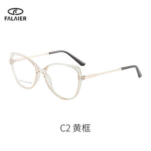 กรอบแว่นตา FalaiEr TR90 รุ่น C1 สีดำ ป้องกันแสงสีฟ้า แว่นสายตาอ่านหนังสือสำหรับทุกเพศ ทรงกลม กรอบโลหะ - Product Image 5