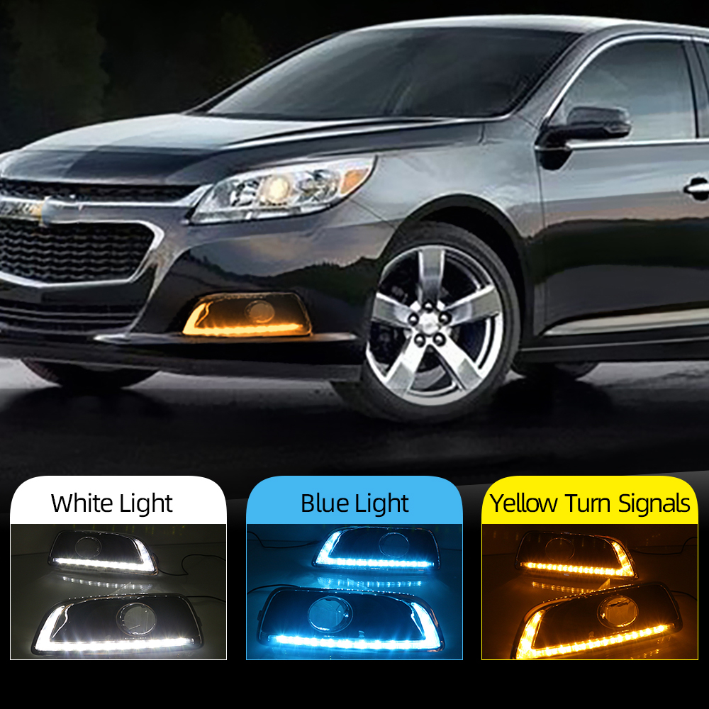 LED Daytime Running Lights DRL Fog Lamp for Chevrolet Malibu 2011-2015 with  Yellow Turn Signal - IP67 Waterproof 800LM, image size:1000x1000