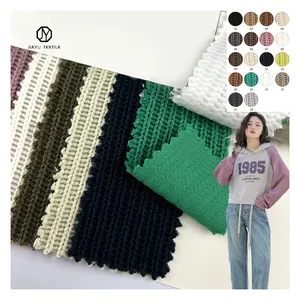 Thick needle sweater fabric 380g 100% pure polyester fall winter cardigan hoodie cuff clothing poly knitted fabric